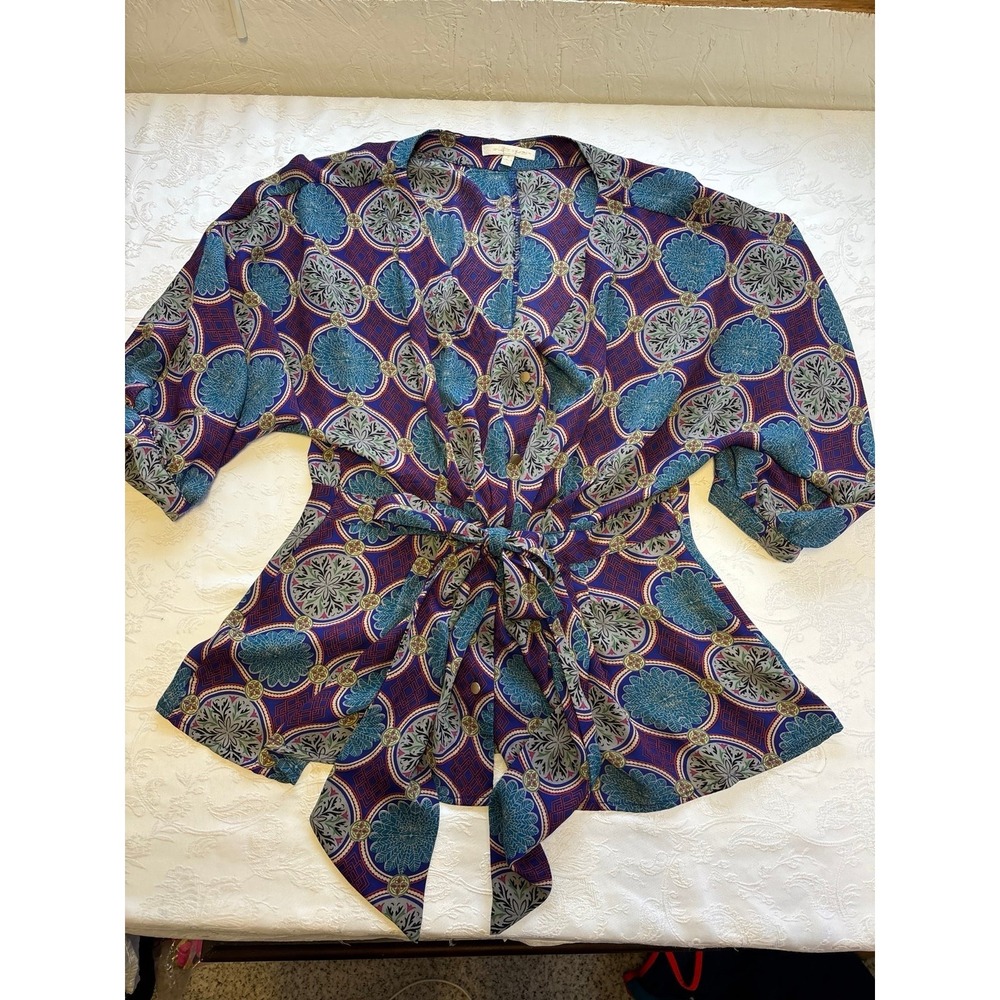 Under Skies Women Summer blouse S Flowy bell Sleeves medallion Botanical boho